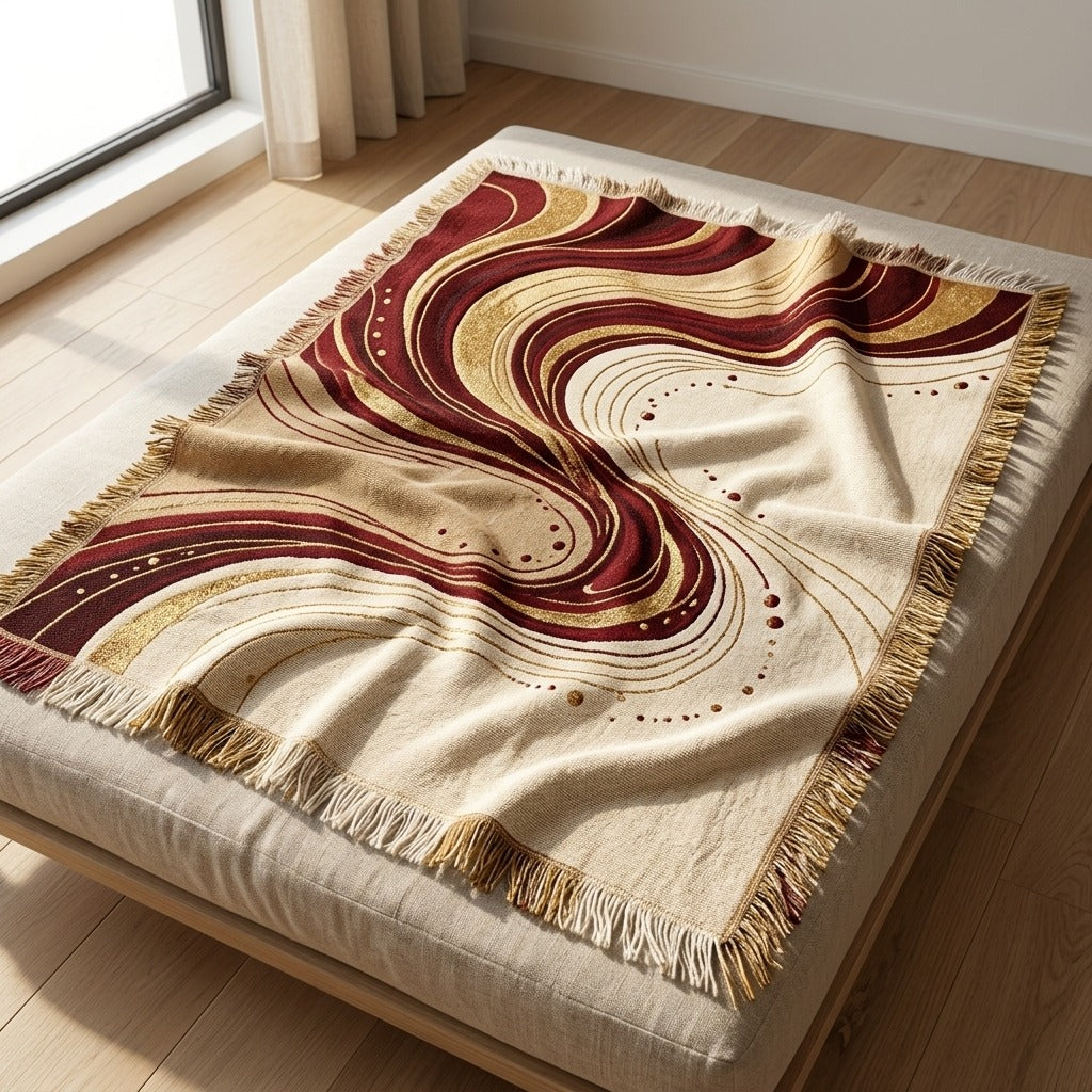 Cinema Letters — Golden Blood Woven Blanket — product mockup