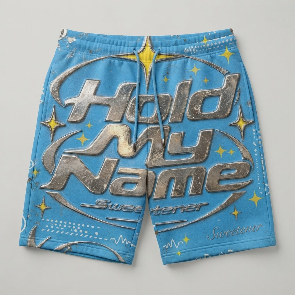 Sweetener — Hold My Name Men's Jogger Shorts (AOP) — product mockup