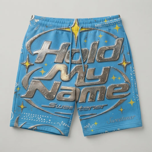 Sweetener — Hold My Name Men's Jogger Shorts (AOP) — product mockup