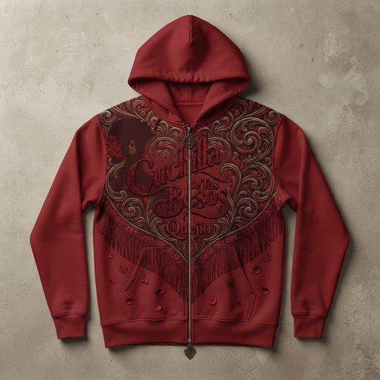 Quejío — Cuchilla De Tus Besos Women's Stella Ida Full-Zip Hooded Sweatshirt — product mockup
