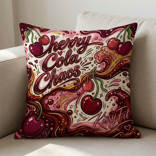 Kissy Fit — Cherry Cola Chaos Pillow — product mockup
