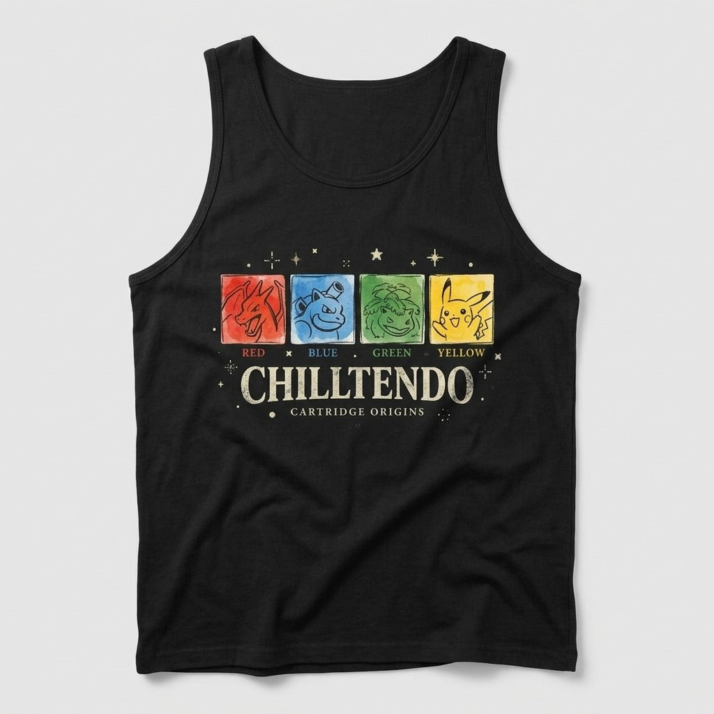 Chilltendo — Cartridge Origins: Red, Blue, Green & Yellow Tank — product mockup
