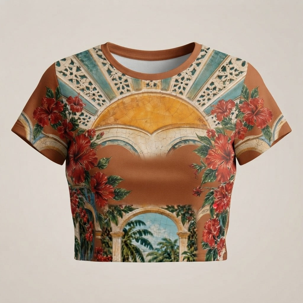 Lakou Love — Solèy Leve Women's Cropped Cotton Polyester T-Shirt — product mockup