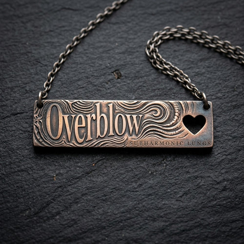 SUBHARMONIC LUNGS — Overblow Cutout Heart Bar Necklace (Engraving)