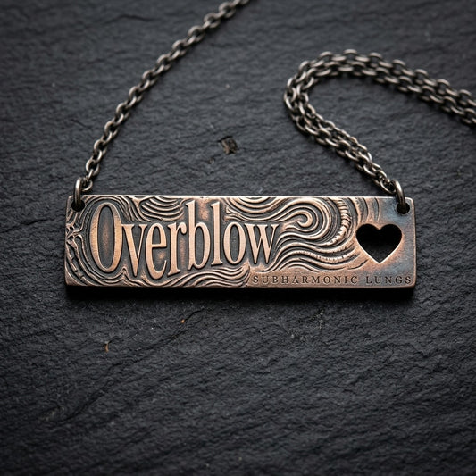 SUBHARMONIC LUNGS — Overblow Cutout Heart Bar Necklace (Engraving) — product mockup