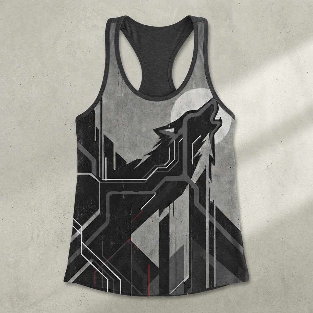 Nobody Answers — If I Was A Wolf Women's Triblend Racerback Tank — product mockup