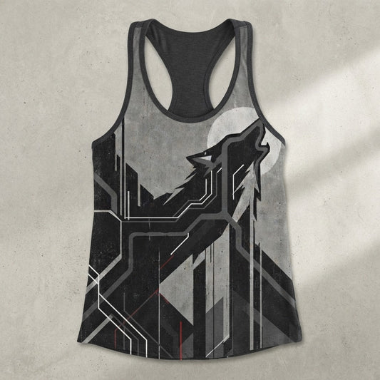 Nobody Answers — If I Was A Wolf Women's Triblend Racerback Tank — product mockup