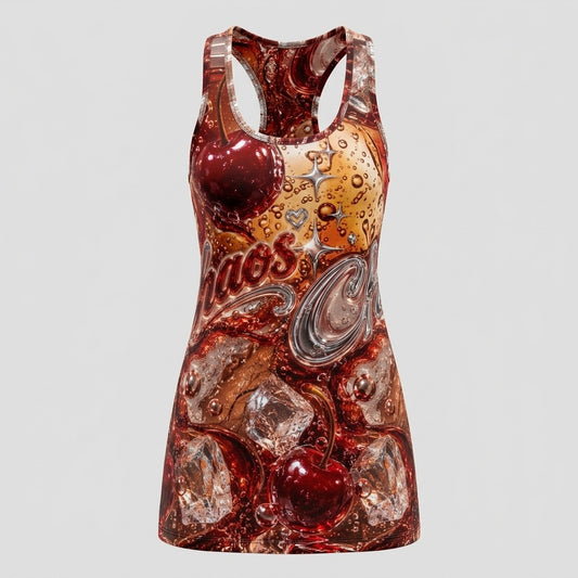 Kissy Fit — Cherry Cola Chaos Women's Cut & Sew Racerback Dress (AOP) — product mockup