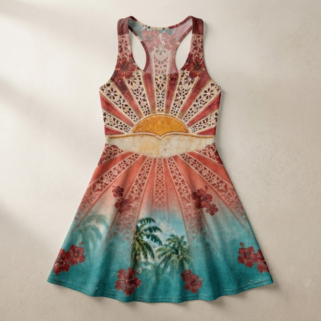 Lakou Love — Solèy Leve Women's Cut & Sew Racerback Dress (AOP) — product mockup
