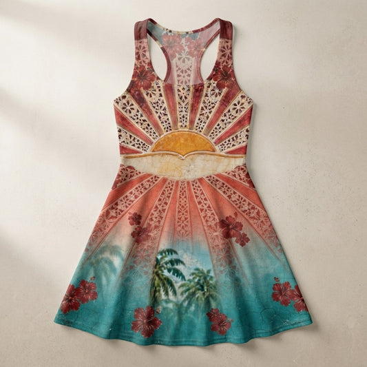Lakou Love — Solèy Leve Women's Cut & Sew Racerback Dress (AOP) — product mockup