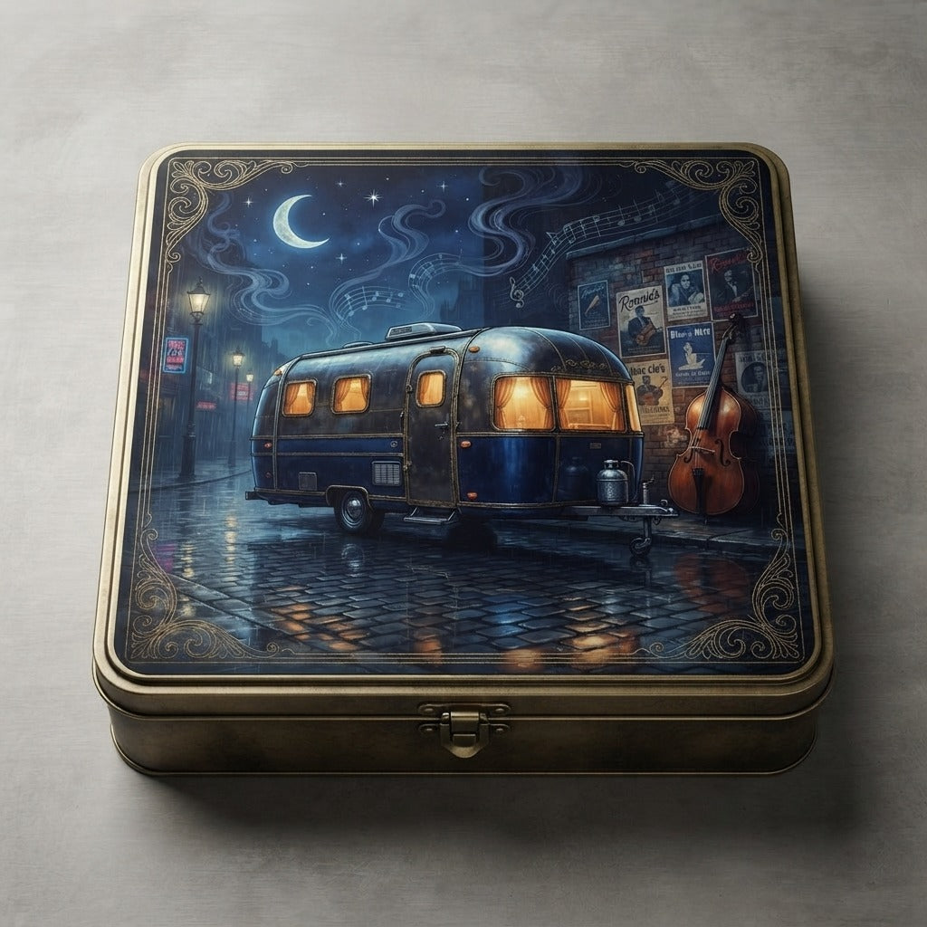 CARAVAN JAZZ — Four In The Morning Jigsaw Puzzle with Tin — product mockup