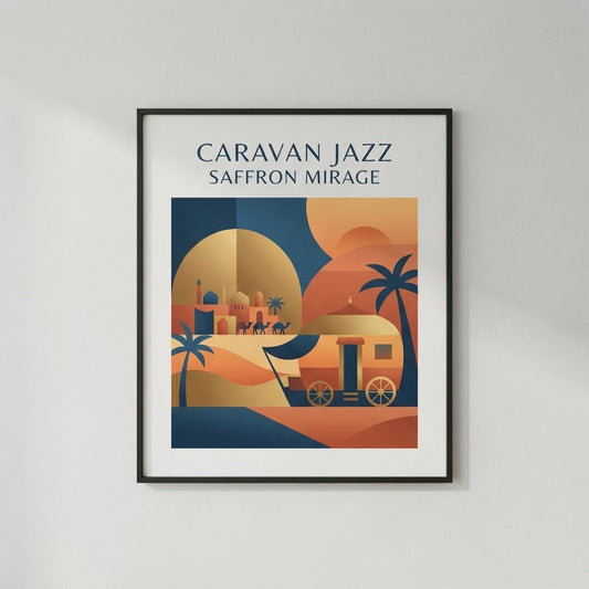 Caravan Jazz — Saffron Mirage Poster — product mockup