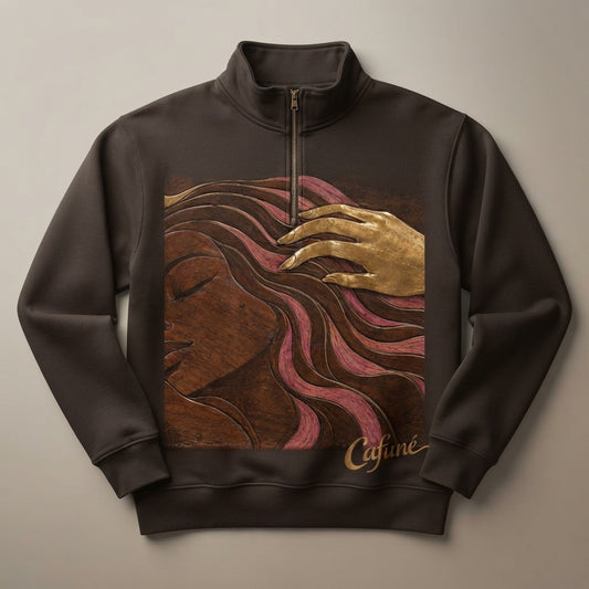 BOSSALINA — Cafuné Unisex 10 oz Quarter-Zip Pullover Sweatshirt — product mockup