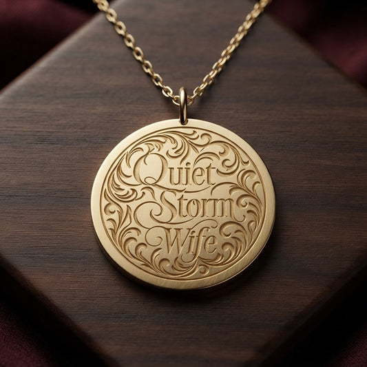 Wife — Quiet Storm Mini Circle Necklace (Engraving) — product mockup