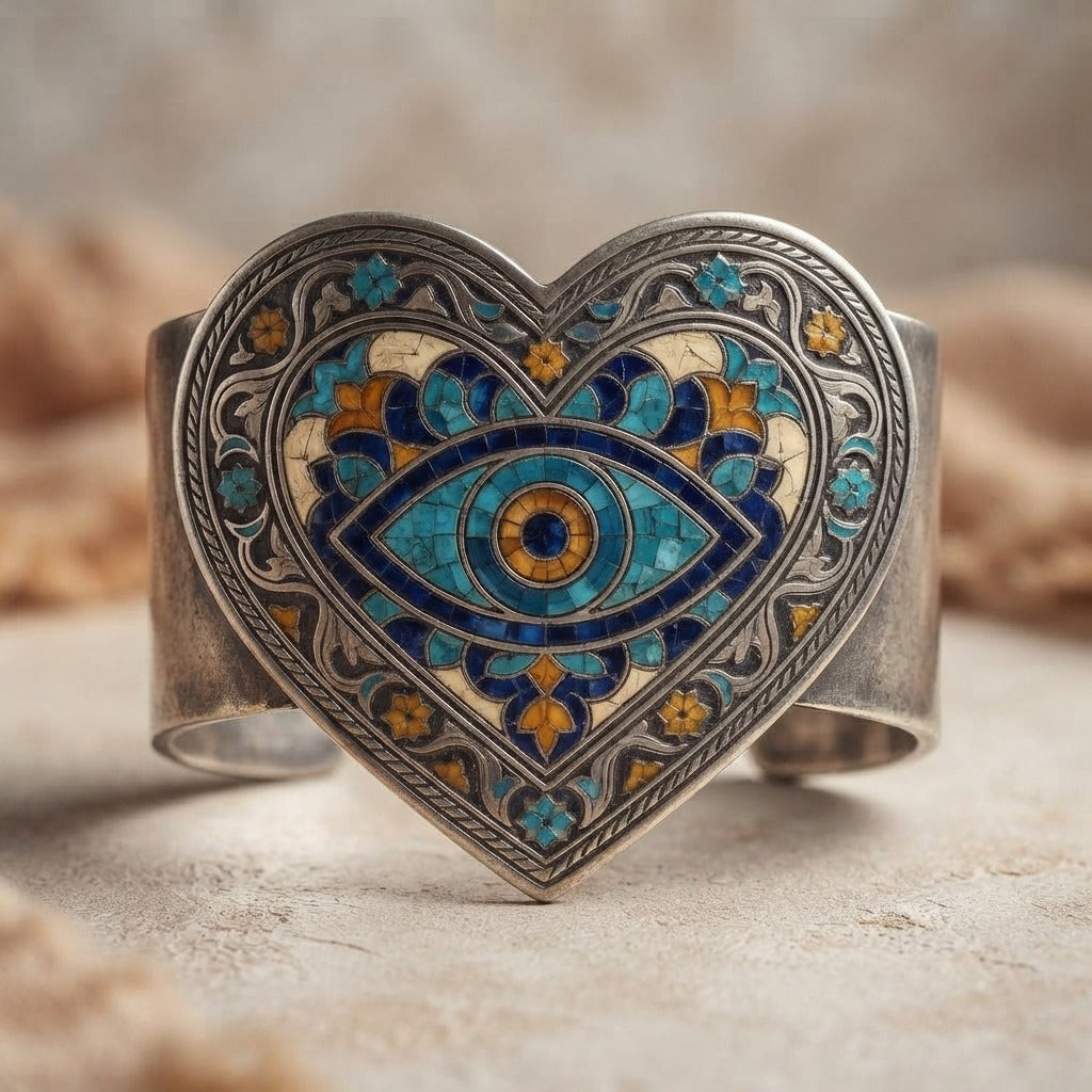 ATAY — Chouafa Heart Cuff Bracelet (Engraving) — product mockup