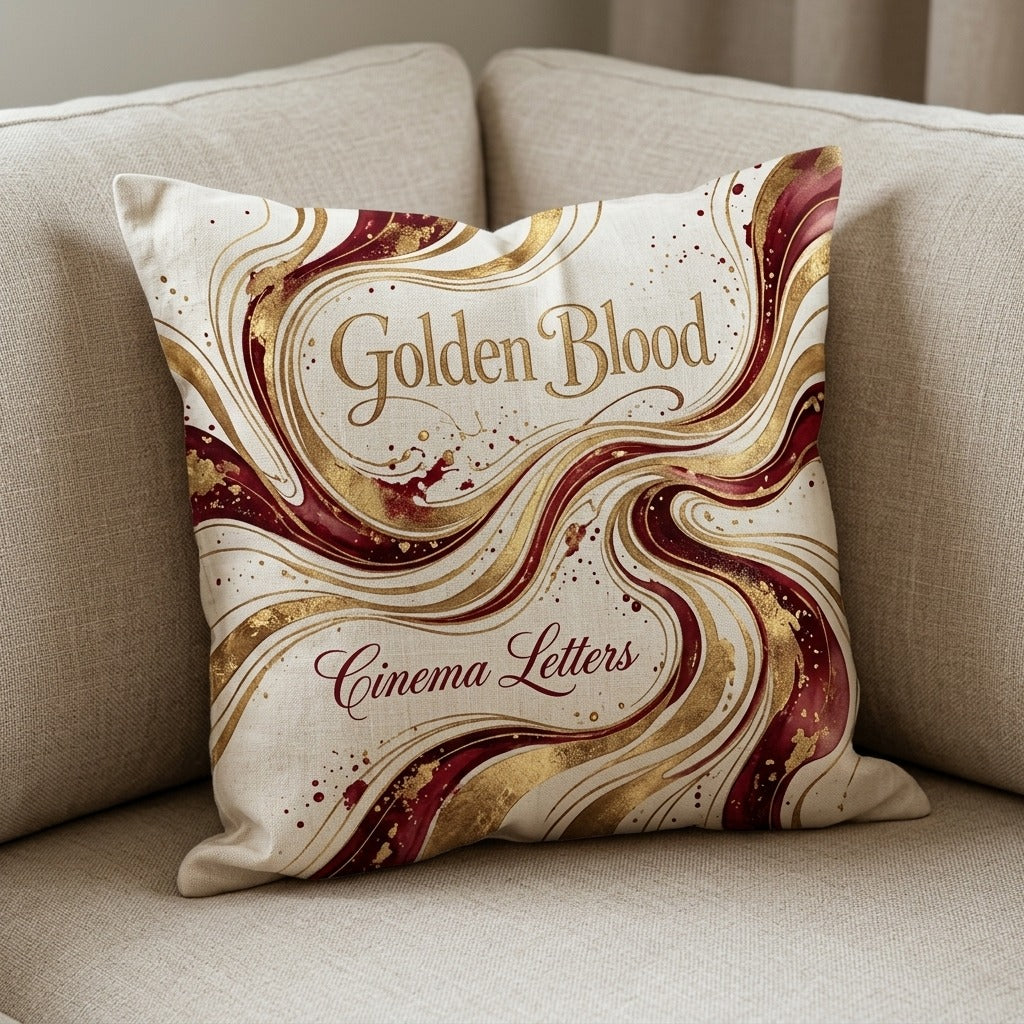 Cinema Letters — Golden Blood Pillow — product mockup