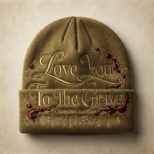 Cinema Letters — Love You To The Grave Ribbed Knit Beanie (Embroidery)