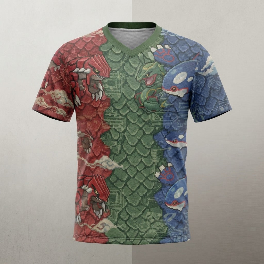 Chilltendo — Emerald Tides: Ruby & Sapphire Dreams Men's Sports Jersey (AOP) — product mockup