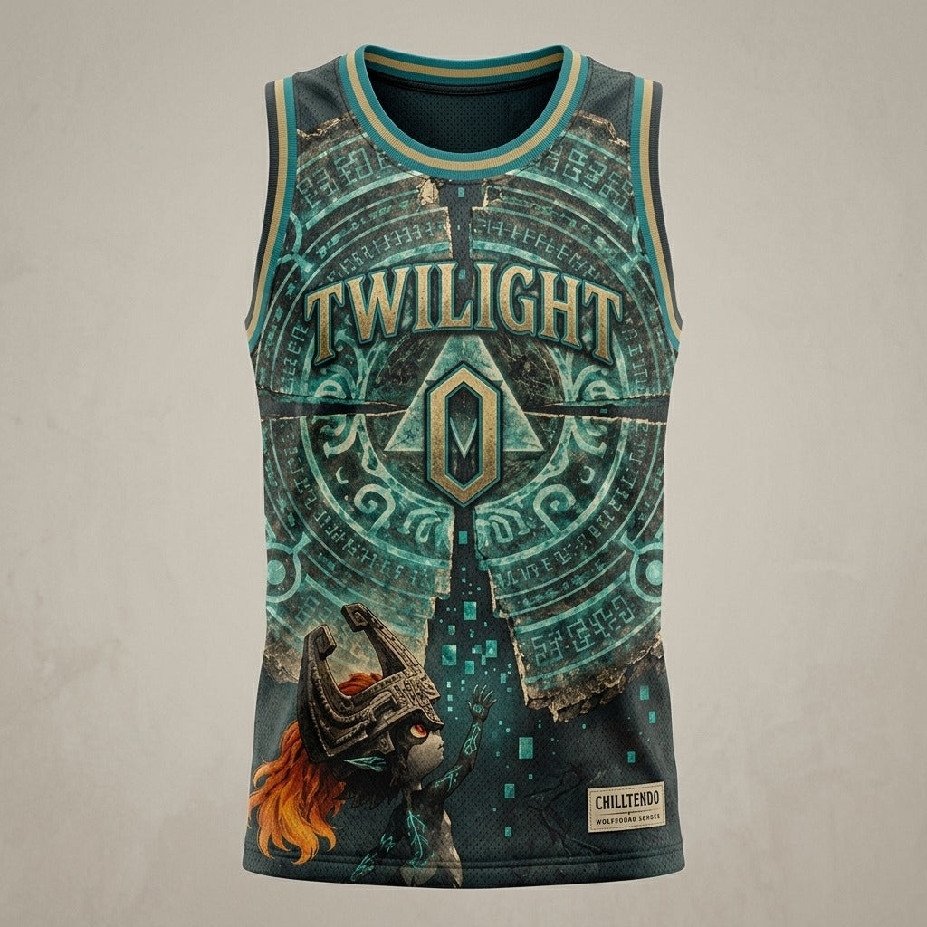 Chilltendo — Twilight Veil: Wolfbound Echoes Basketball Jersey (AOP) — product mockup