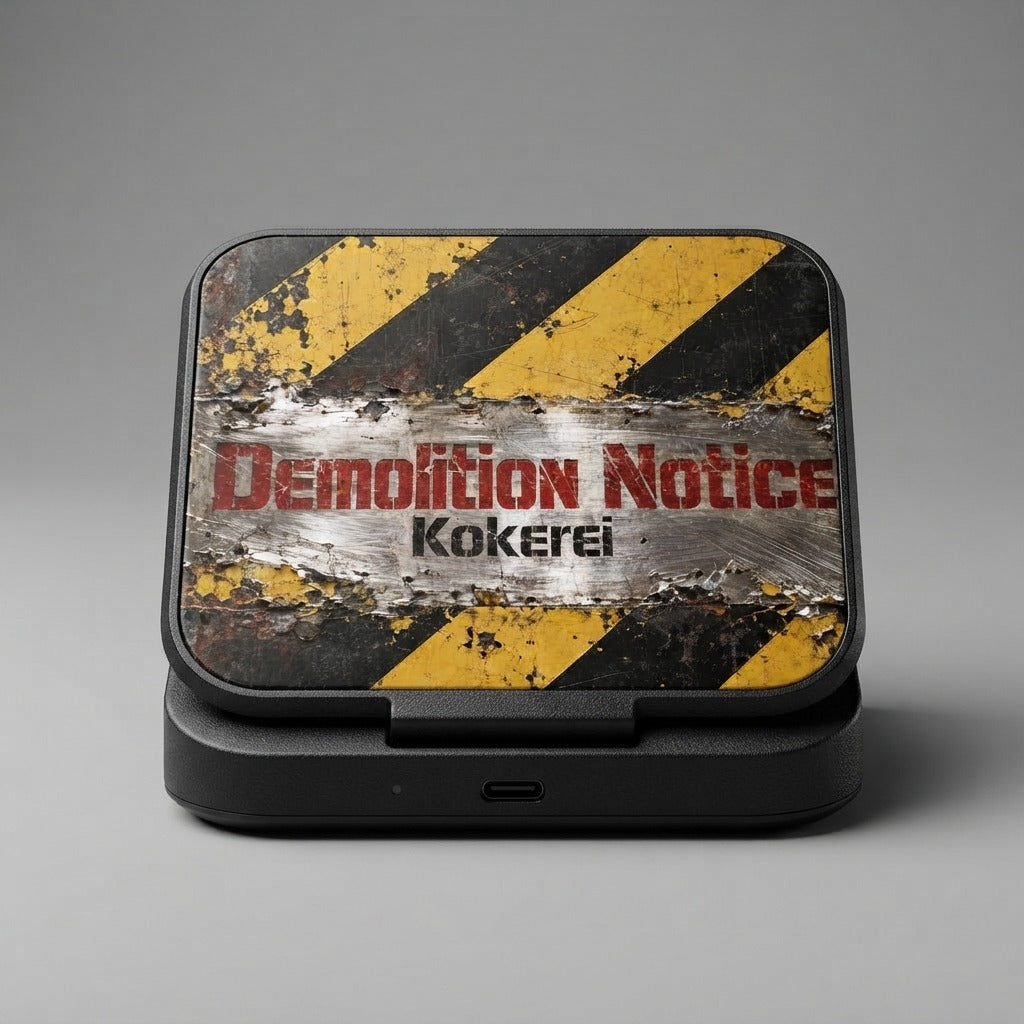 Kokerei — Demolition Notice UV Phone Sanitizer and Wireless Charging Pad — product mockup