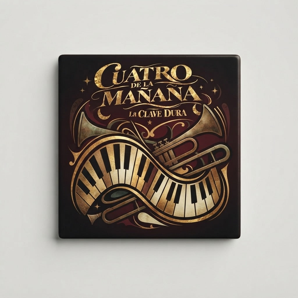 La Clave Dura — Cuatro De La Mañana Ceramic Coaster — product mockup