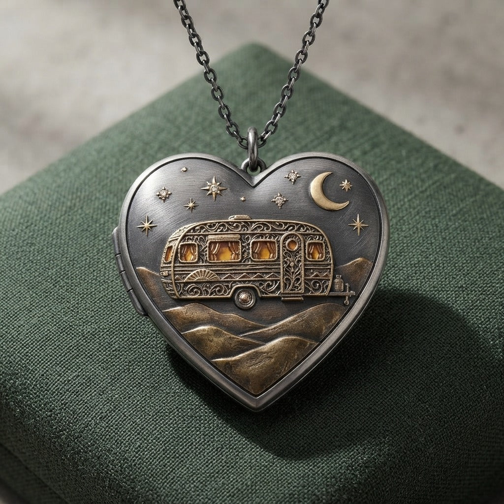 CARAVAN JAZZ — Four In The Morning Hidden Message Heart Necklace (Engraving) — product mockup