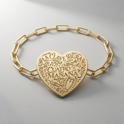 La Clave Dura — Cuatro De La Mañana Paperclip Heart Bracelet (Engraving)