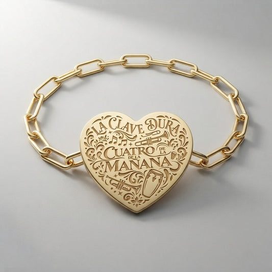La Clave Dura — Cuatro De La Mañana Paperclip Heart Bracelet (Engraving) — product mockup