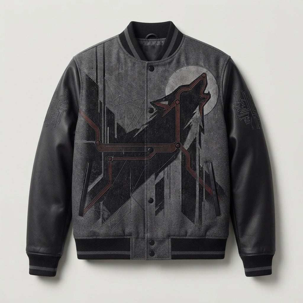 Nobody Answers — If I Was A Wolf Unisex Varsity Bomber Jacket — product mockup