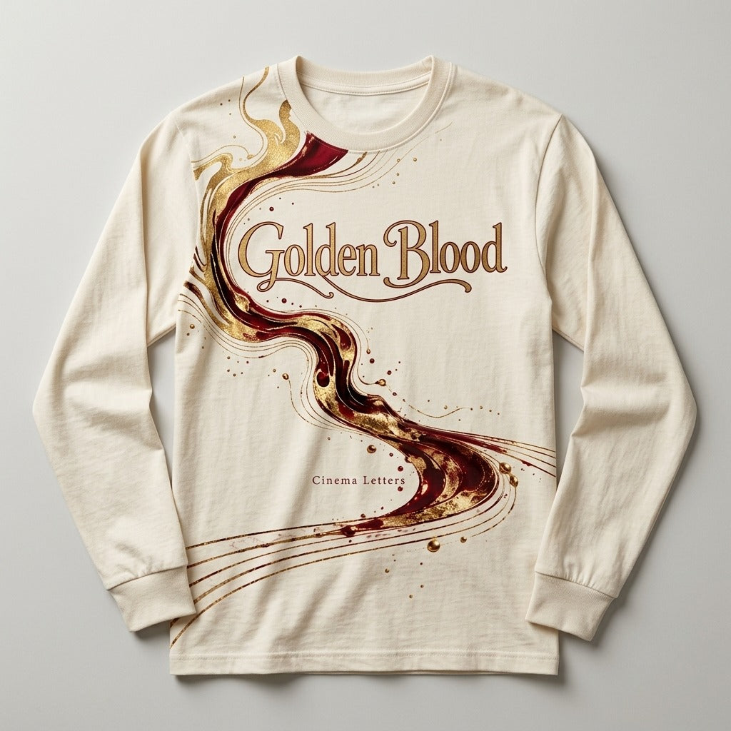 Cinema Letters — Golden Blood Perfect Weight CVC Long Sleeve Tee — product mockup