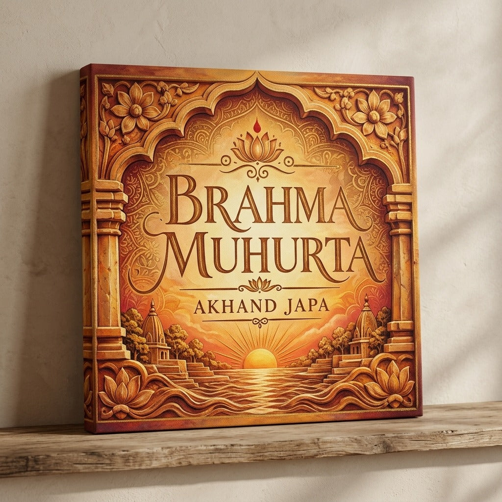 Akhand Japa — Brahma Muhurta Stretched Canvas — product mockup