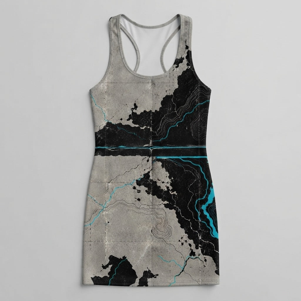 Nobody Answers — The Earth Just Lies Women's Cut & Sew Racerback Dress (AOP) — product mockup